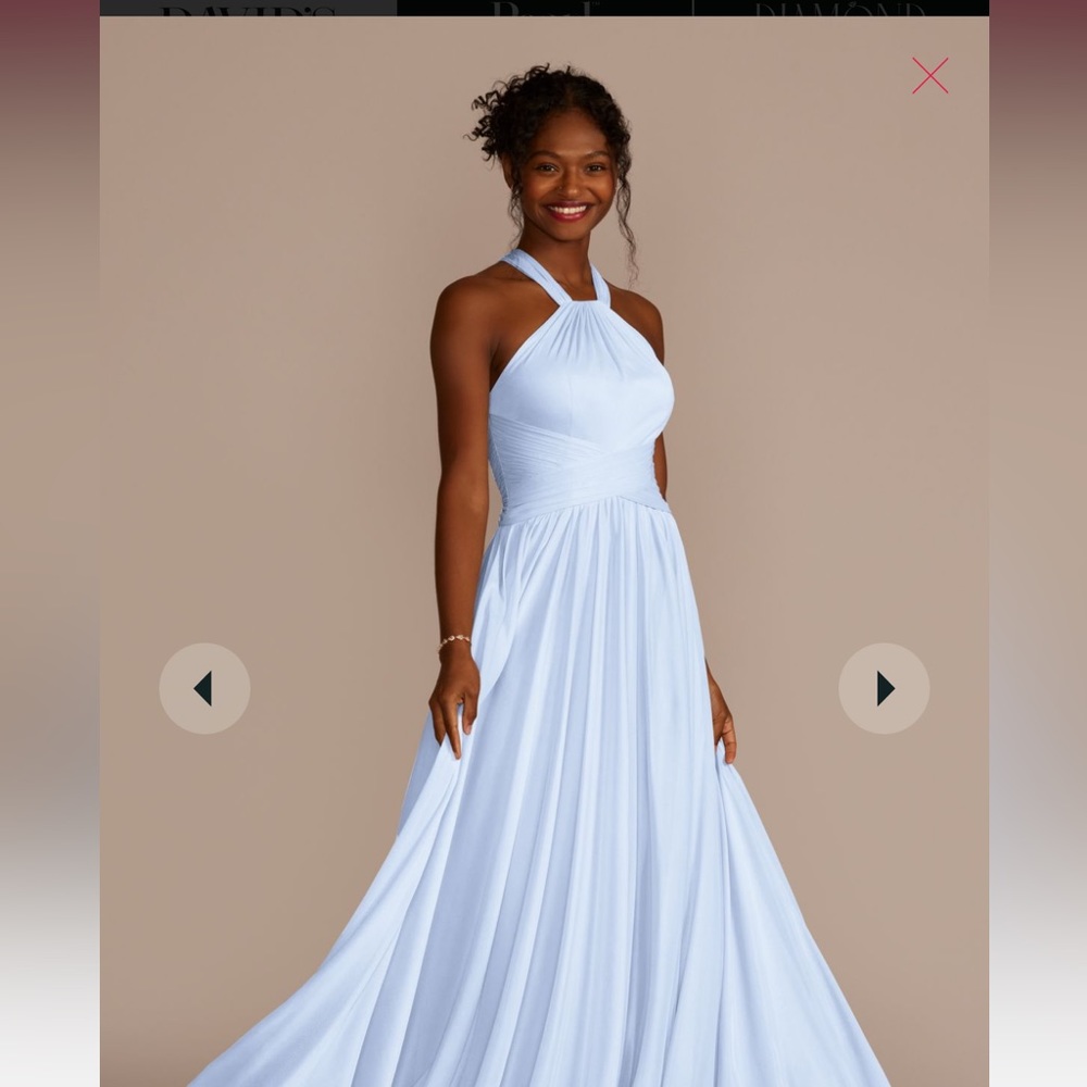David’s Bridal Ice Blue Halter Bridesmaids Dress